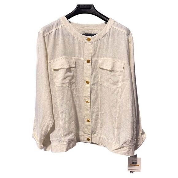NWT Ellen Tracey Women's Linen  light weight shirt/Jacket, off‎ white Size 3X - Picture 1 of 5